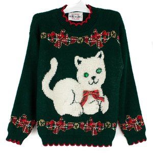 Heartworks | Green Cat Christmas Sweater | S